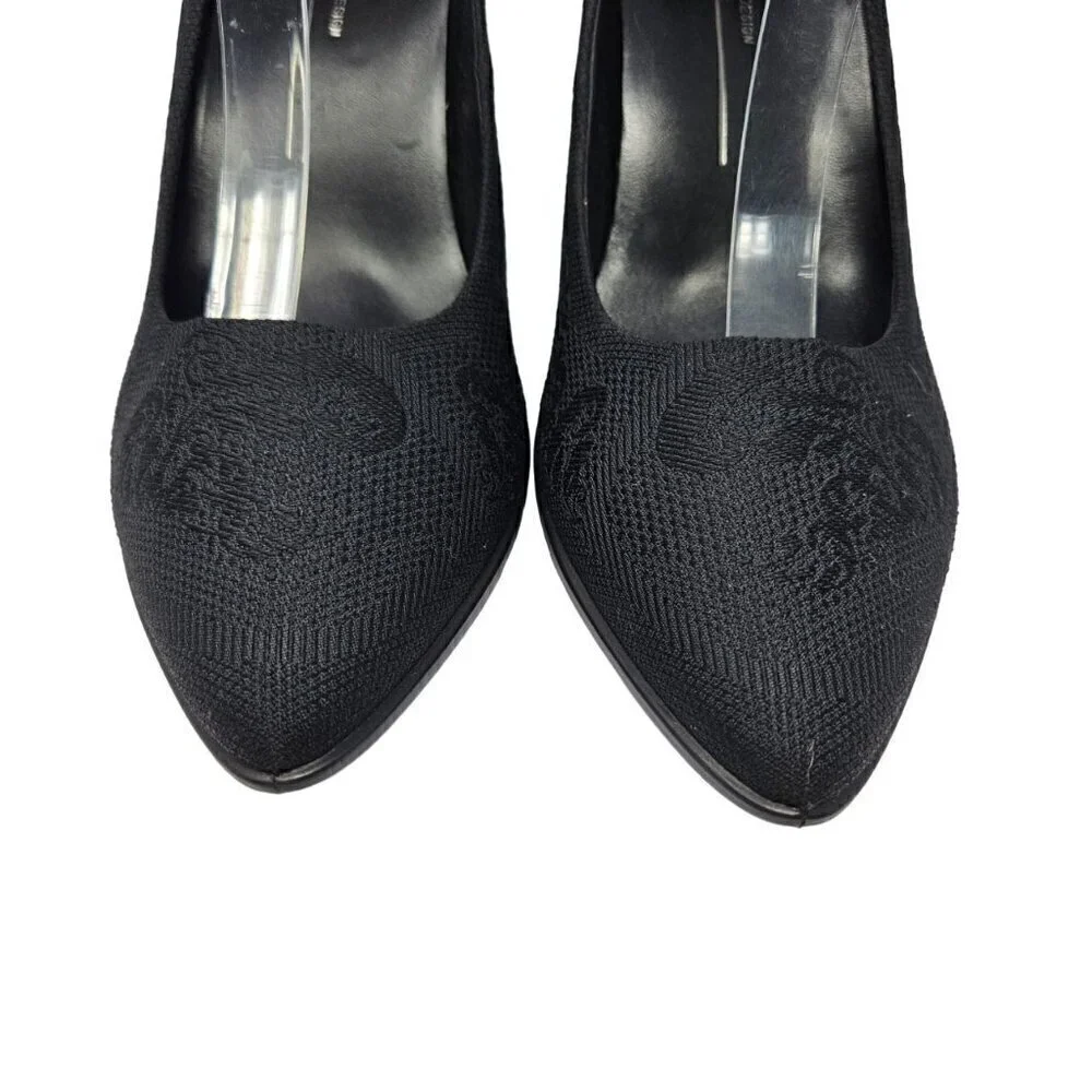 Ecco Jacquard Floral Pumps Heels Black Women’s Size 10.5 Business Party Cocktail